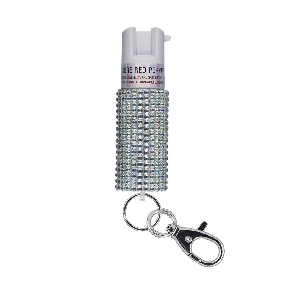 Sabre Jeweled Keychain Pepper Spray Silver 25-Burst Canister