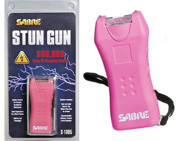 Sabre Pink Mini Stun Gun 600000 Volt with Built-In LED