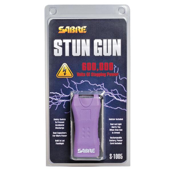 Sabre Light Purple Mini Stun Gun 600000 Volt with Built-In LED