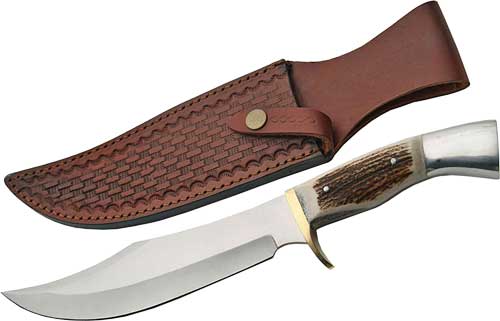 SZCO Steel Stag Iron Cougar 8" Knife - Antler Handle with Stainless Blade