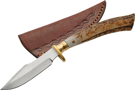 SZCO Steel Stag Stag Tip Skinner 7.5" Stainless Blade + Sheath
