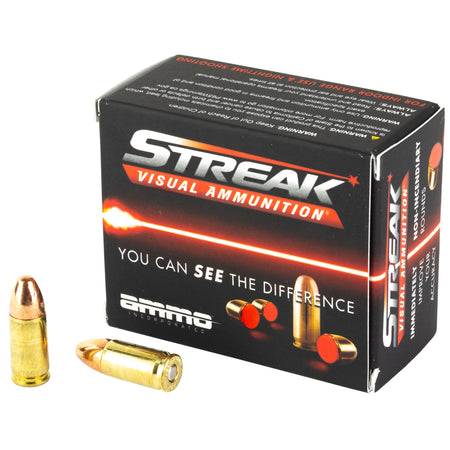Streak 9mm Luger/Parabellum 9124TMCSTRKRED Streak Visual (RED) Tracer Total Metal Jacket TMJ 124 Grain