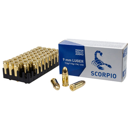 STV 9mm Luger/Parabellum S9MM115F Scorpio Full Metal Jacket FMJ 115 Grain