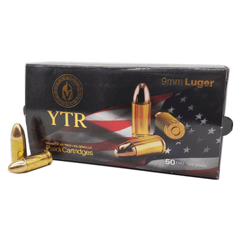 Troy 9mm Luger / Parabellum Handgun Ammo  Full Metal Jacket FMJ 124 grain 