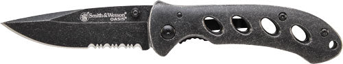 Smith & Wesson Oasis 2.6" Stonewash Blade Small Liner Lock Pocket Knife