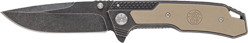 Smith & Wesson 3.6" Stonewash Drop-Point Blade Folding Knife with G10 Composite Handle
