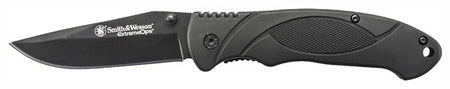 Smith & Wesson Extreme Ops 3.3" Drop Point Liner Lock Folding Knife Black Rubber Handle