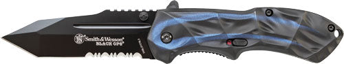 Smith & Wesson Black Ops 3rd Generation MAGIC Assisted Tanto Folding Knife Blue Handle