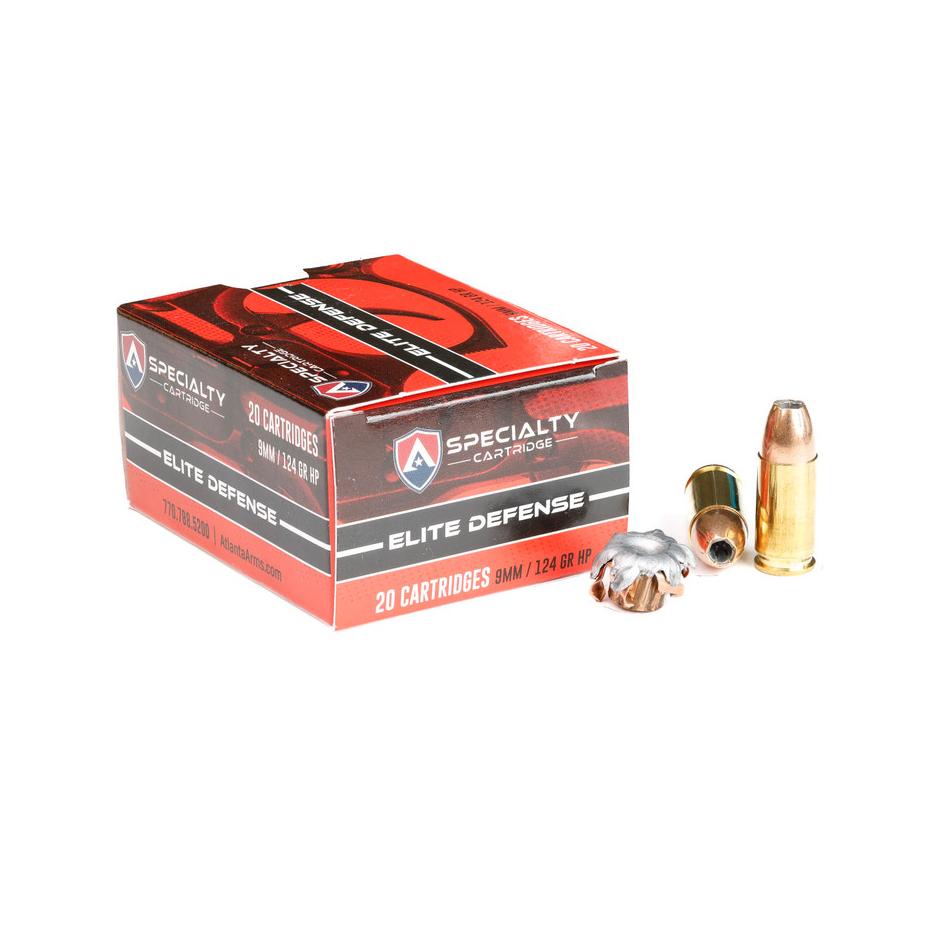 Atlanta Arms 9mm Luger / Parabellum Handgun Ammo Elite Defense Jacketed Hollow Point JHP 124 grain 