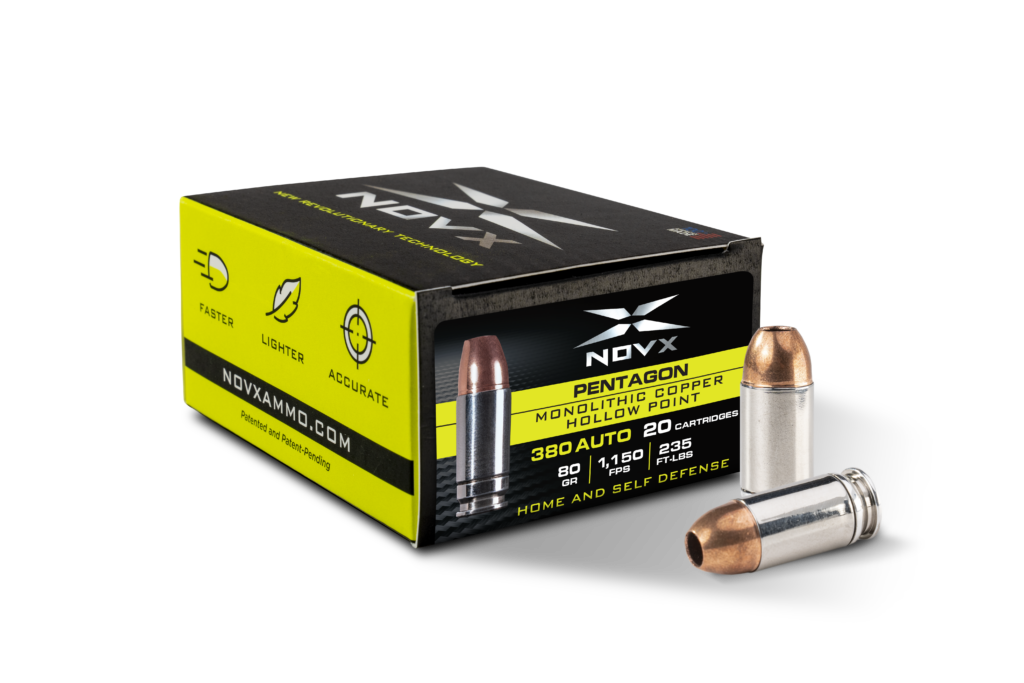 NovX .380 ACP/Auto Handgun Ammo Pentagon Monolithic Copper Hollow Point CSHP 80 grain 