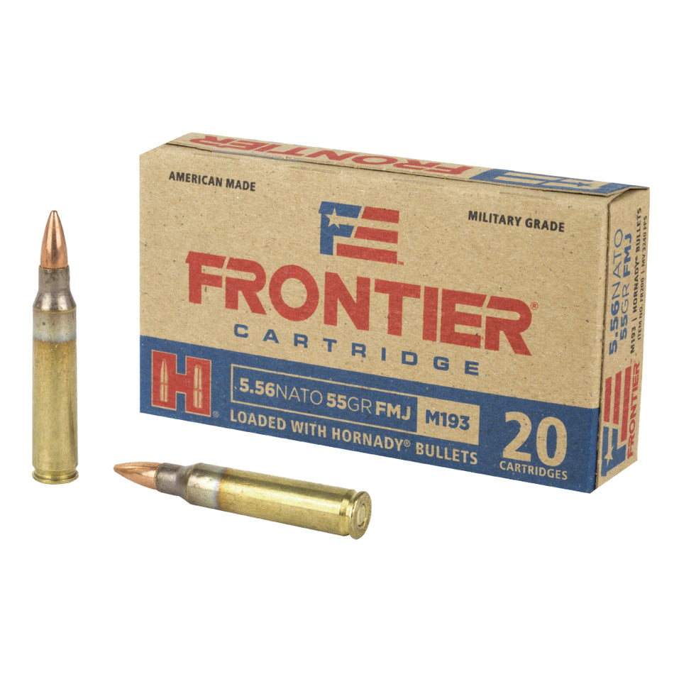 Frontier Cartridge 5.56x45mm NATO FR200 Lake City Military Grade FM193 Full Metal Jacket FMJ 55 Grain 3240 FPS