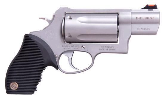 Taurus Judge Public Defender Small Frame .45 Colt/.410 Bore Revolver - 5rd, 2" Barrel, Matte Stainless Finish, Black Ribber Grip