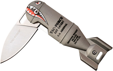 Tac-Force 2.25" Drop Point Folding Knife Grey Shark Bomb/SS