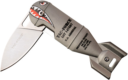 Tac-Force 2.25" Drop Point Folding Knife Grey Shark Bomb/SS