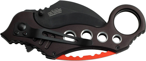 Tac-Force 2.5" Hawkbill Folder, Black and Red Handle, SS Blade