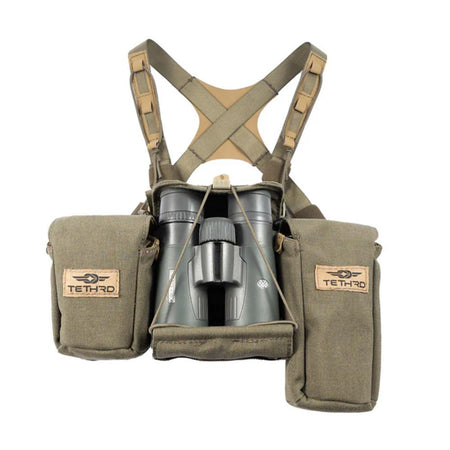 Tethrd Hybrid Binocular Harness with Rangefinder and Phone Pouches