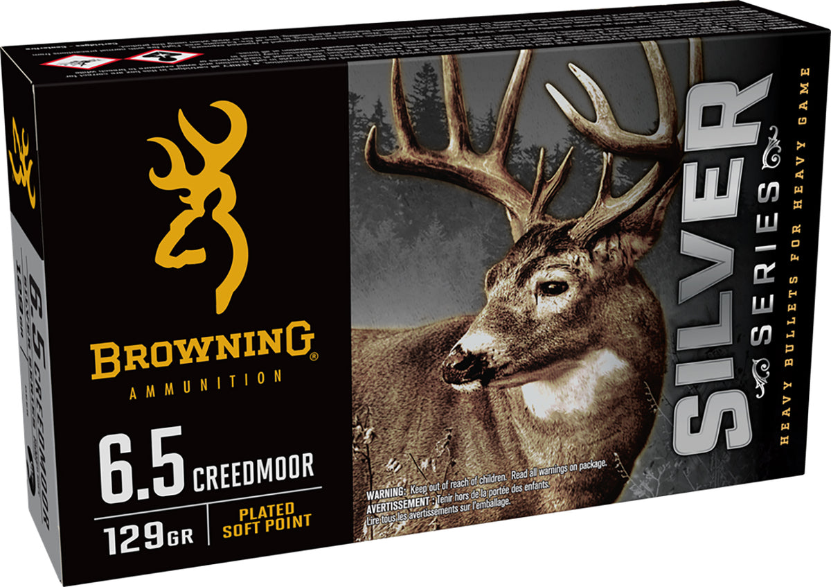 Browning 6.5mm Creedmoor B192600651 Silver Plated Soft Point 129 Grain