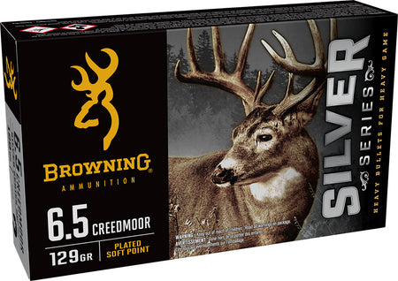 Browning 6.5mm Creedmoor B192600651 Silver Plated Soft Point 129 Grain