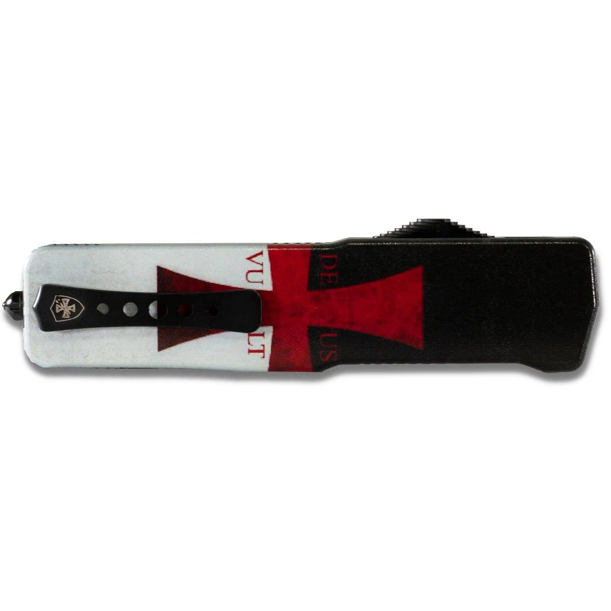 Templar Knives Weighted Auto Knife 3" Serrated Dagger Blade Templar Flag Design