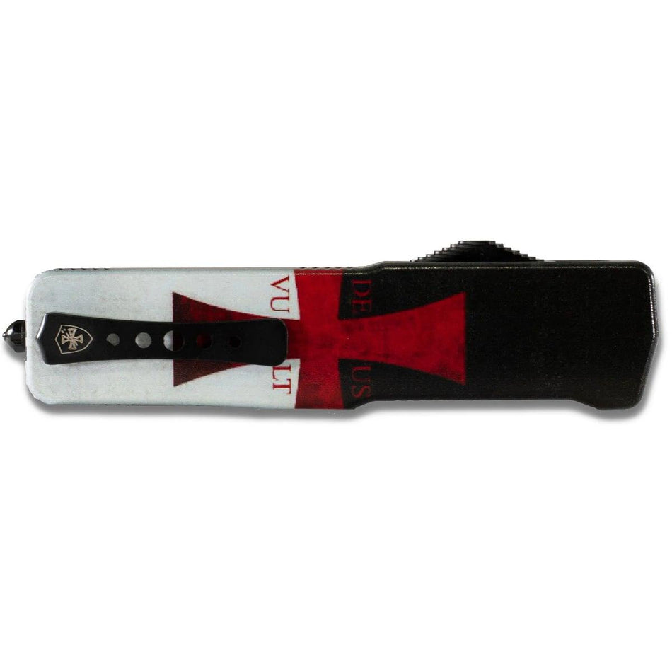 Templar Knives Weighted Auto Knife 3" Serrated Dagger Blade Templar Flag Design