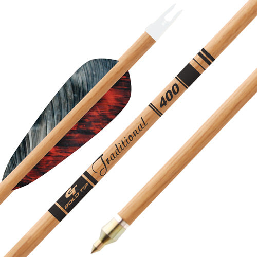 Gold Tip Arrow Traditional 4in Feather Fletched 1/2 Dozen