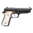 Taurus PT92 9mm Luger Pistol, (2) 17-Round Mags, 5" Barrel, Black w/ Pearl Grips & Gold Accents