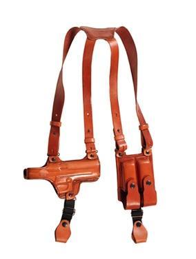 Tagua Gun and Mag Leather Shoulder Holster Colt 45 Brown Right Hand