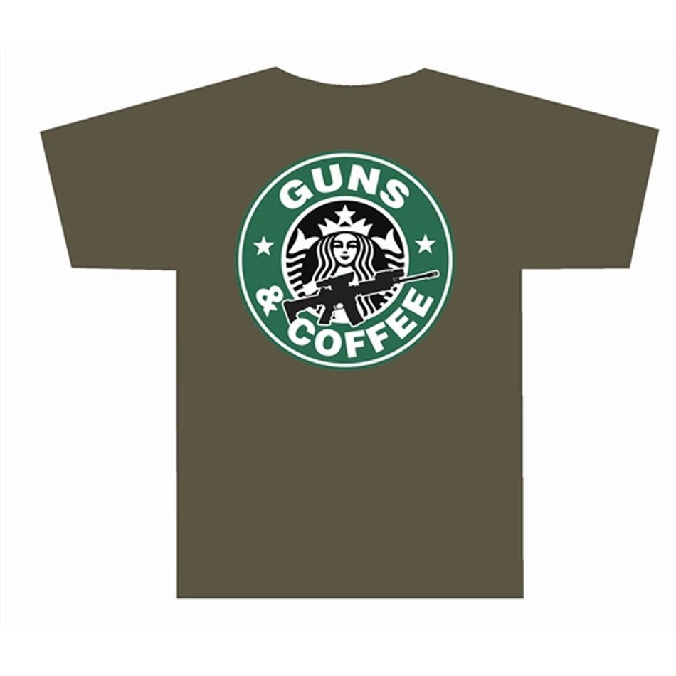 Tuff Products Guns and Coffee Short Sleeve T-Shirt OD Green Size M