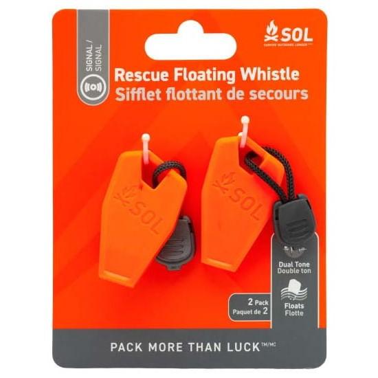 SOL Squall High-Decibel Survival Whistle Orange 2ct