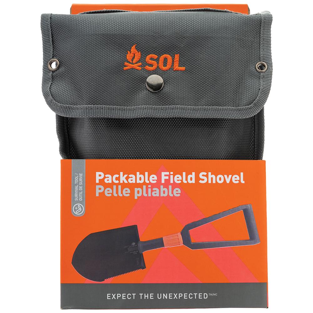 SOL Packable Field Shovel Foldable Carbon Steel with Carry Pouch