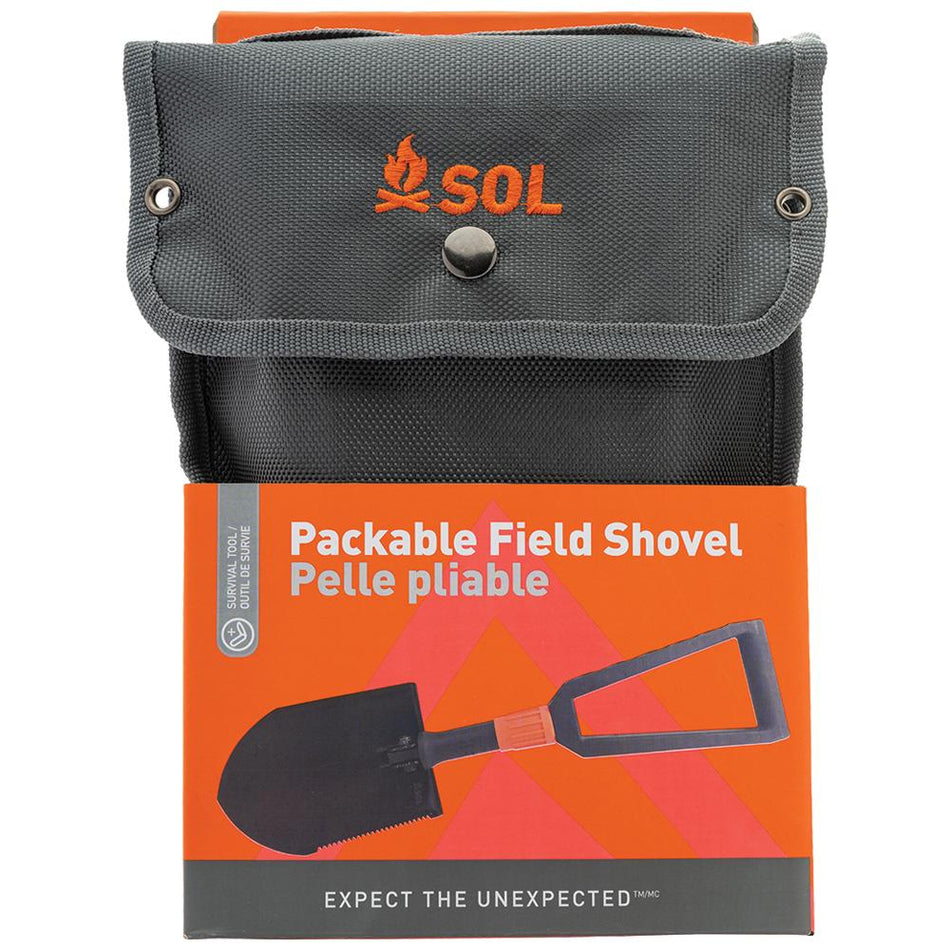 SOL Packable Field Shovel Foldable Carbon Steel with Carry Pouch