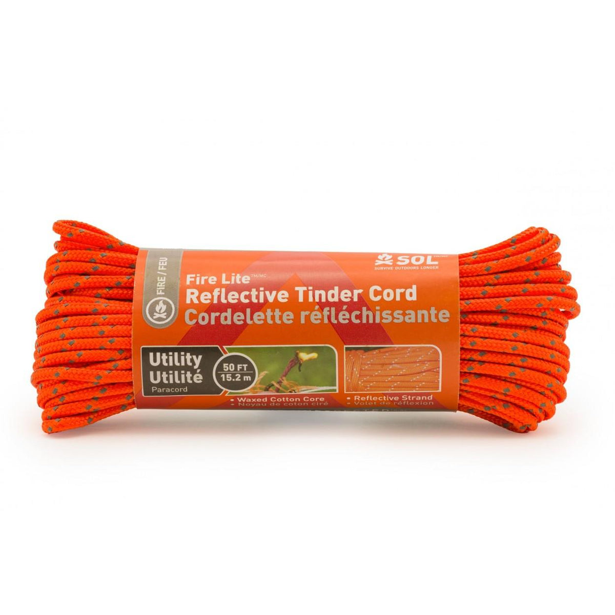 Survive Outdoors Longer Fire Lite Tinder Cord Utility Grade 50-Foot Reflective