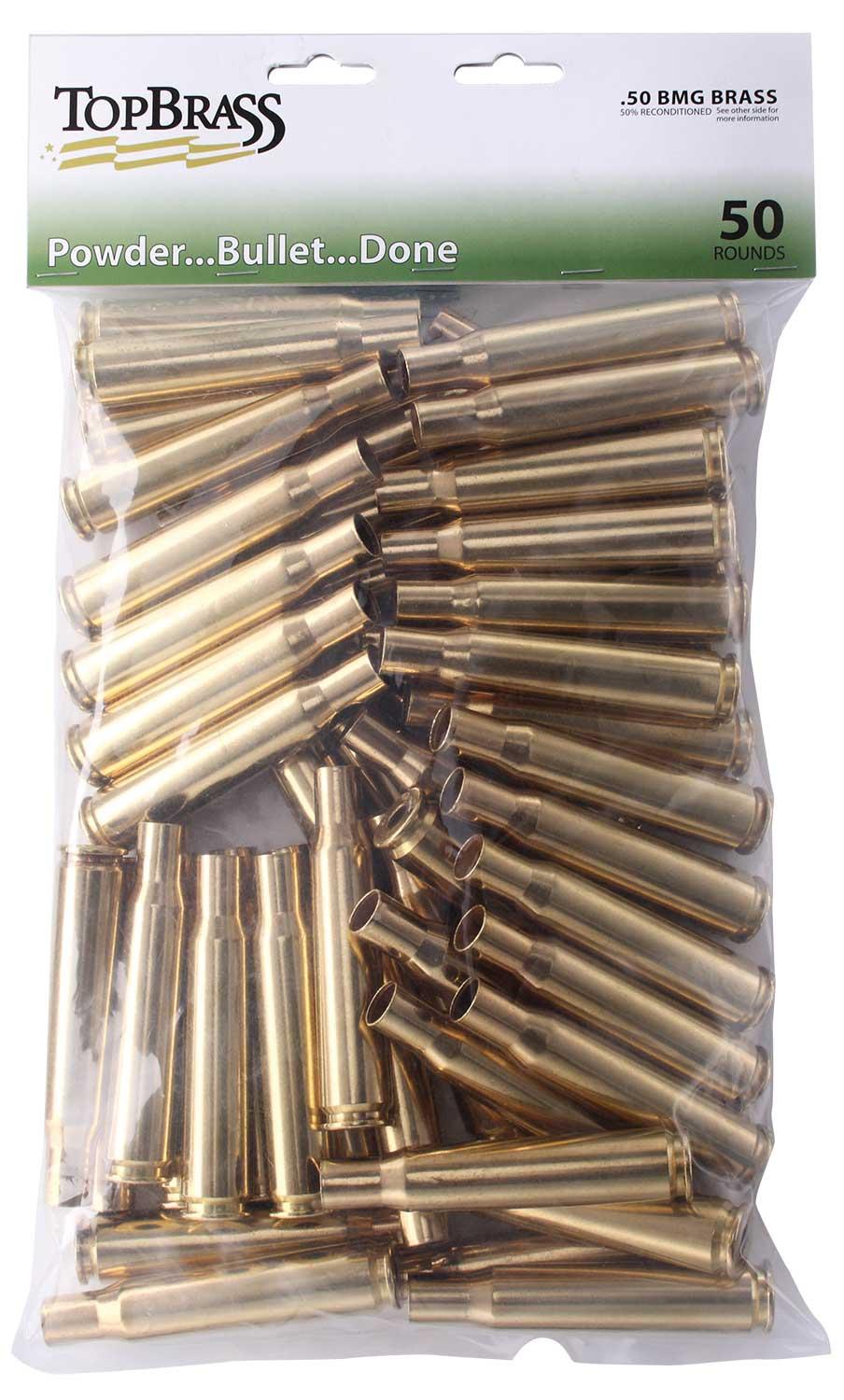 Top Brass .50 BMG Once-Fired Remanufactured Unprimed Brass 50/ct