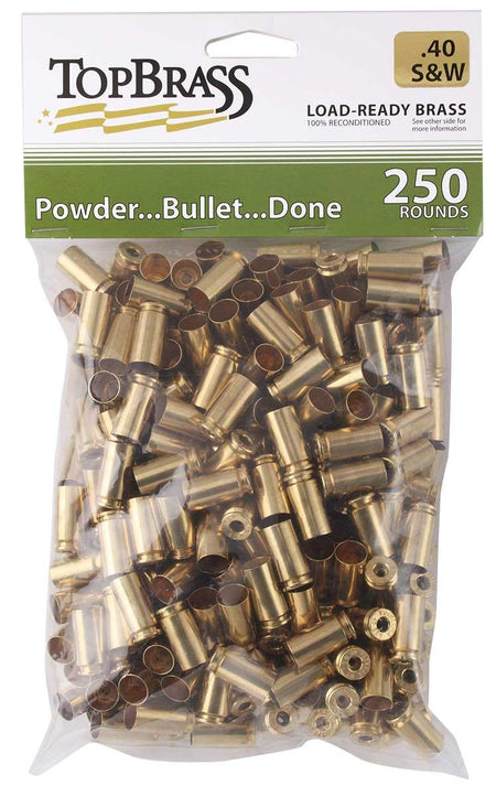 Top Brass .40 S&W Grade A+ Unprimed Remanufactured Brass 250/ct Bulk