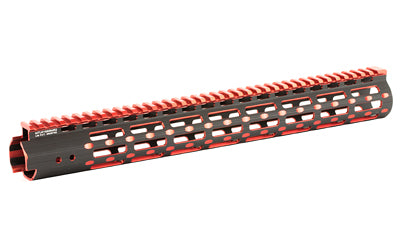 Leapers UTG PRO AR-15 15" Super Slim Free Floating M-LOK Rail with Picatinny Section, Black/Red