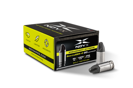 NovX 9mm Luger / Parabellum Handgun Ammo Engagement Extreme +P ARX Solid 65 grain 