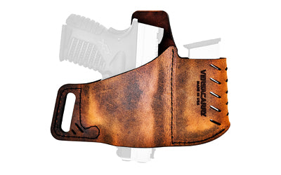 Versacarry 62101 Commander Water Buffalo Leather OWB Belt Holster with Mag Pouch Right Hand Distressed Brown