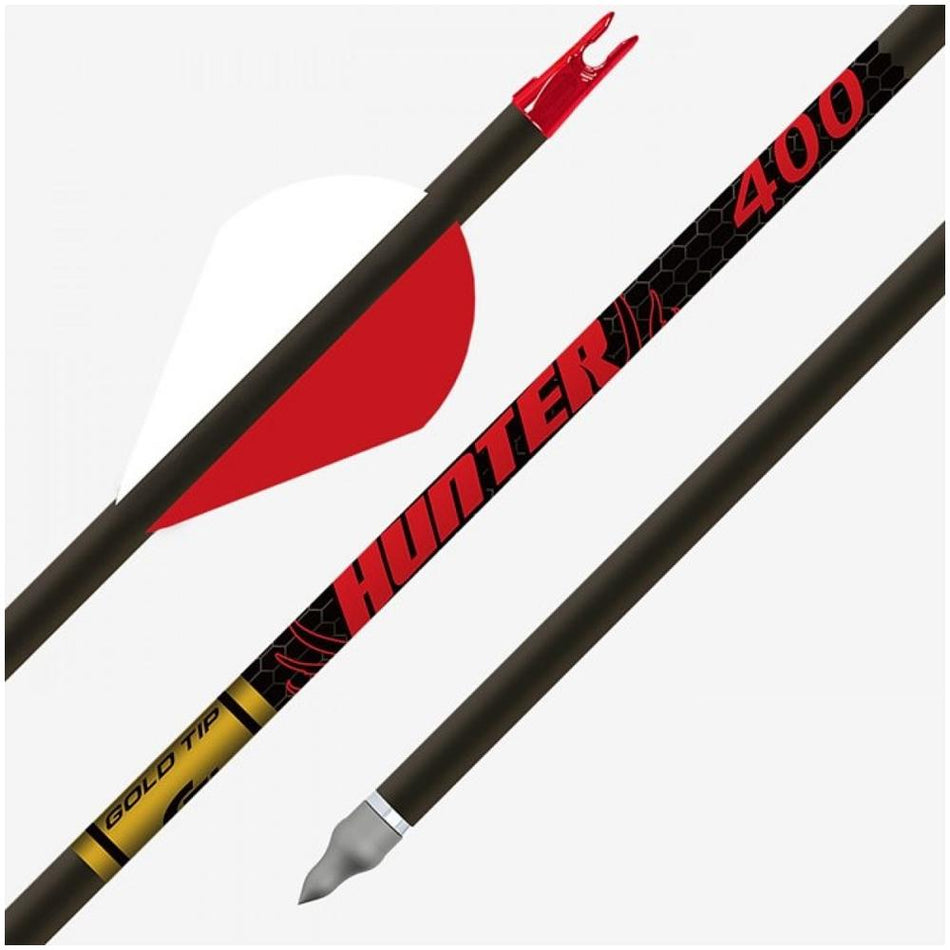 Gold Tip Hunter 340 Arrows with 2in Raptor Vanes 6 Pack