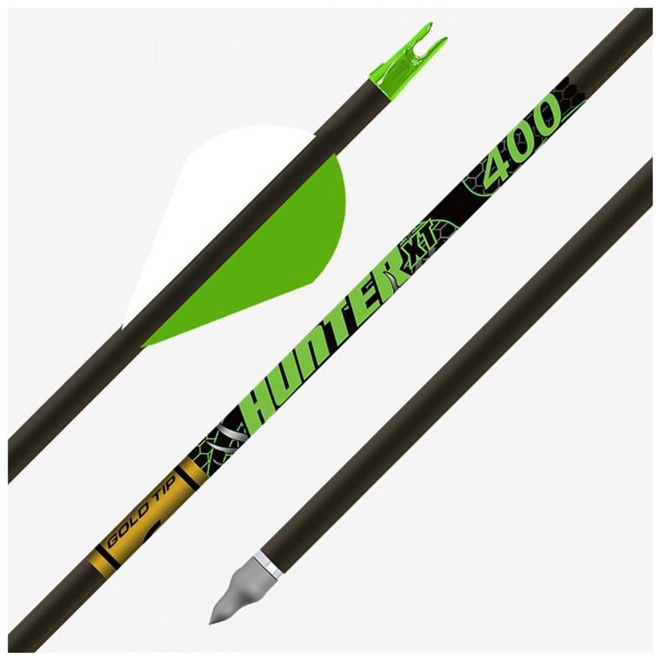 Gold Tip Hunter XT 340 Arrows with 2in Raptor Vanes 6 Pack