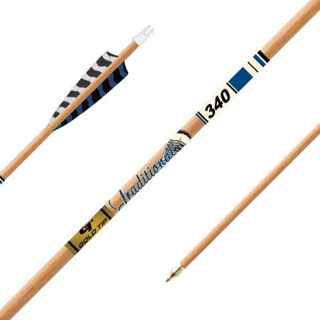 Gold Tip Traditional XT Arrows 340 5" Barred Feather Fletched 6-Pack