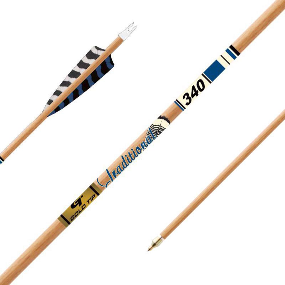 Gold Tip Traditional XT Arrows 500 Spine 5 Inch Barred Feathers 6 Pack