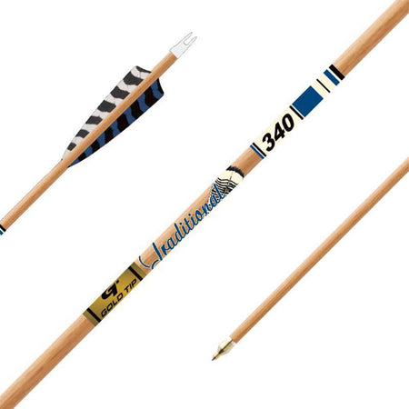 Gold Tip Traditional XT Arrows 500 Spine 5 Inch Barred Feathers 6 Pack