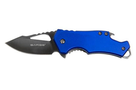 Sarge Knives Fuse Blue Anodized Pocket Knife 2.375" Blade & Bottle Opener