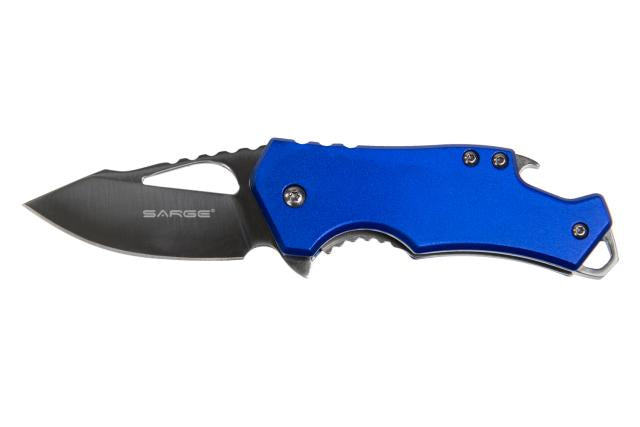 Sarge Knives Fuse Blue Anodized Pocket Knife 2.375" Blade & Bottle Opener