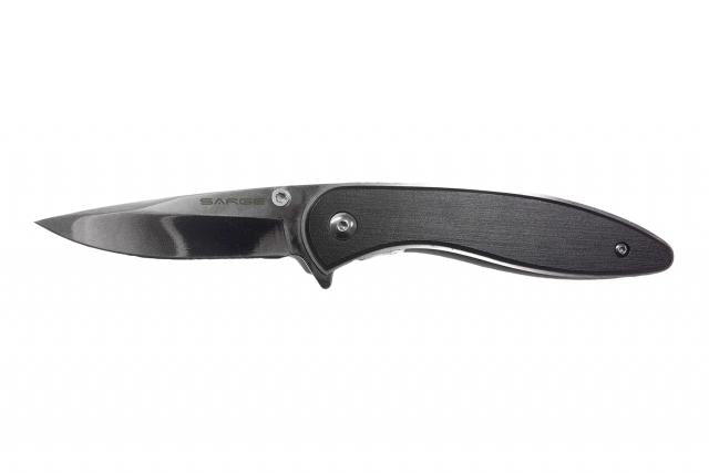 Sarge Knives Swift Assist Folder - Black Brushed Aluminum Handle, 3.25" Blade