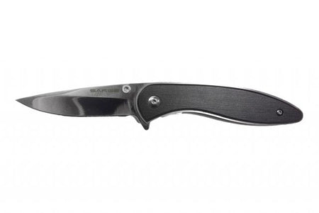 Sarge Knives Swift Assist Folder - Black Brushed Aluminum Handle, 3.25" Blade
