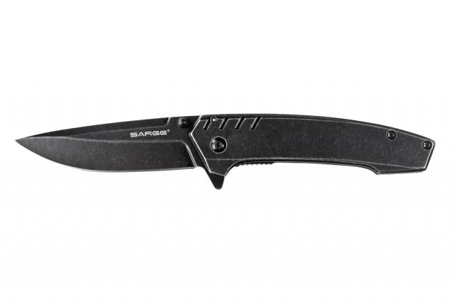 Sarge Knives Stone Frame Lock Folder - Stonewash 440C Stainless Steel Blade