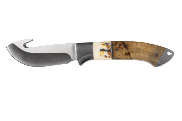 Sarge Knives Terrain 3-1/2" Fixed Blade Gut Hook Hunting Knife Wood and Stag