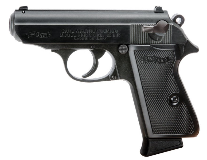 Walther Arms 5030300 PPK/S 22 LR 10+1 3.30" Steel/Threaded Barrel Matte Black Tenifer Serrated/Steel Slide, Black Zinc Alloy Frame w/Beavertail, Black Checkered Polymer Grips