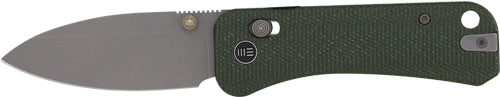 WE Knife Banter 2 2.87" Green Canvas Micarta/Gray Stonewash Crossbar Lock